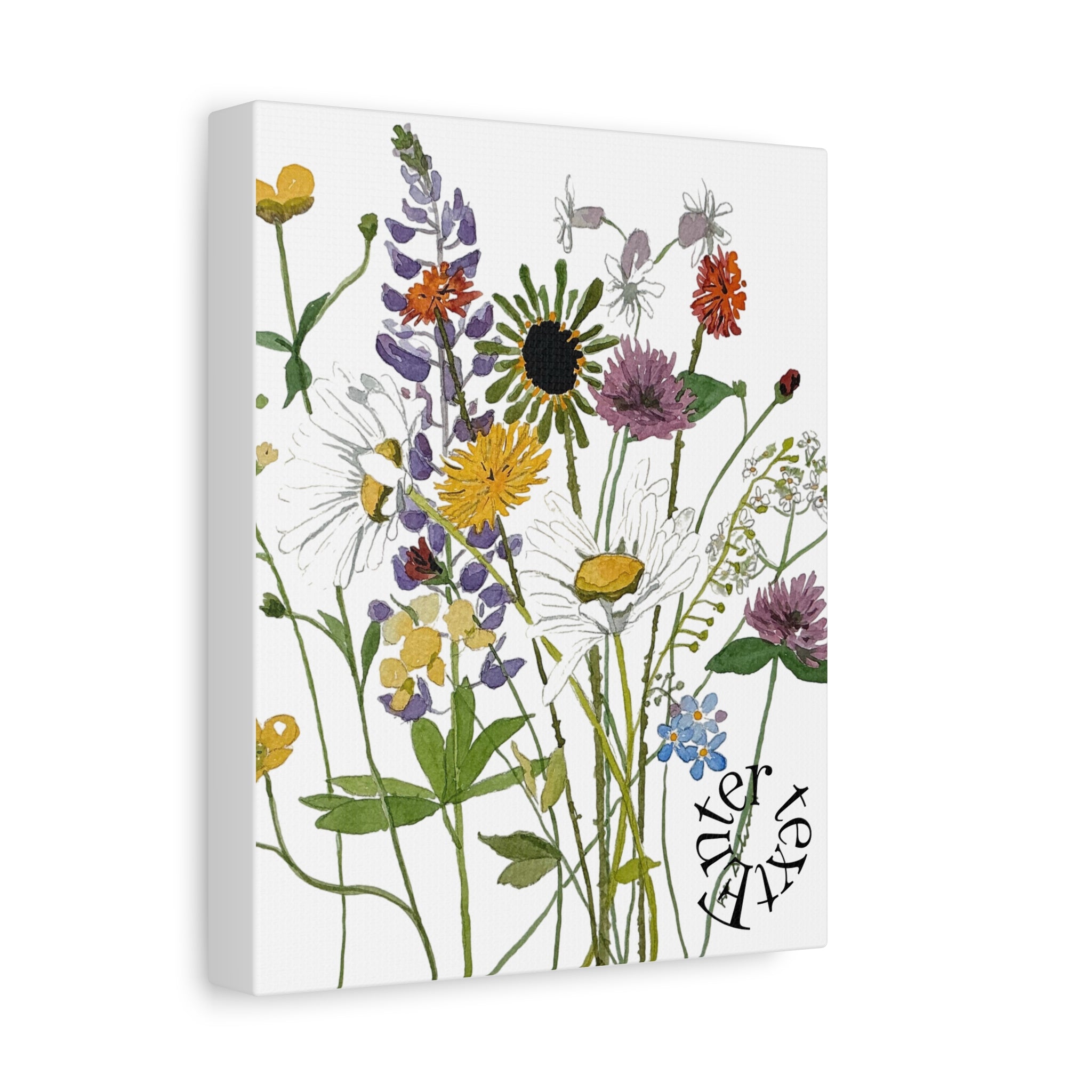 June Watercolor Wildflowers Matte Canvas Print — Stretched 1.25"