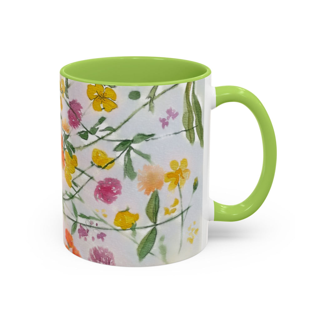 Watercolor Wildflowers Accent Coffee Mug — Loose Floral Design (11/15oz)