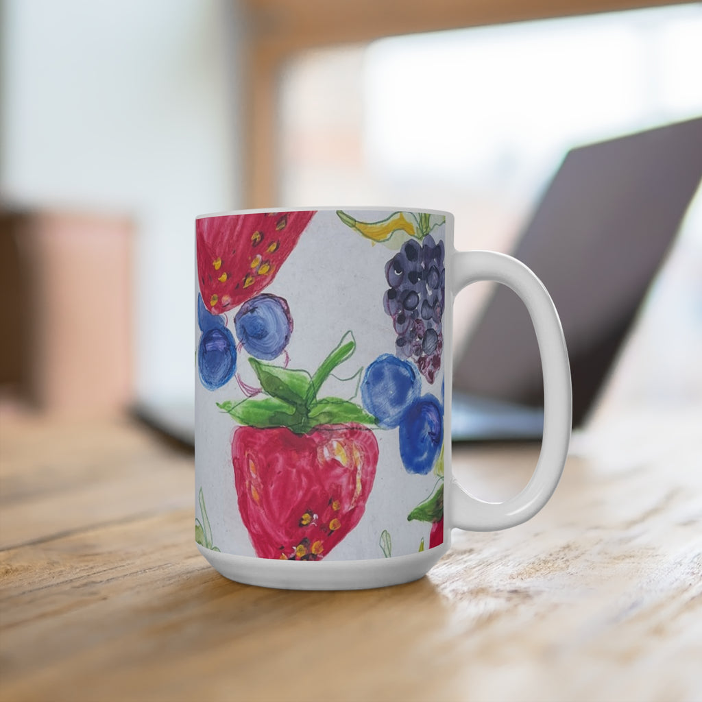 Berry Delight 15oz Mug — Blueberries, Strawberries & Blackberries