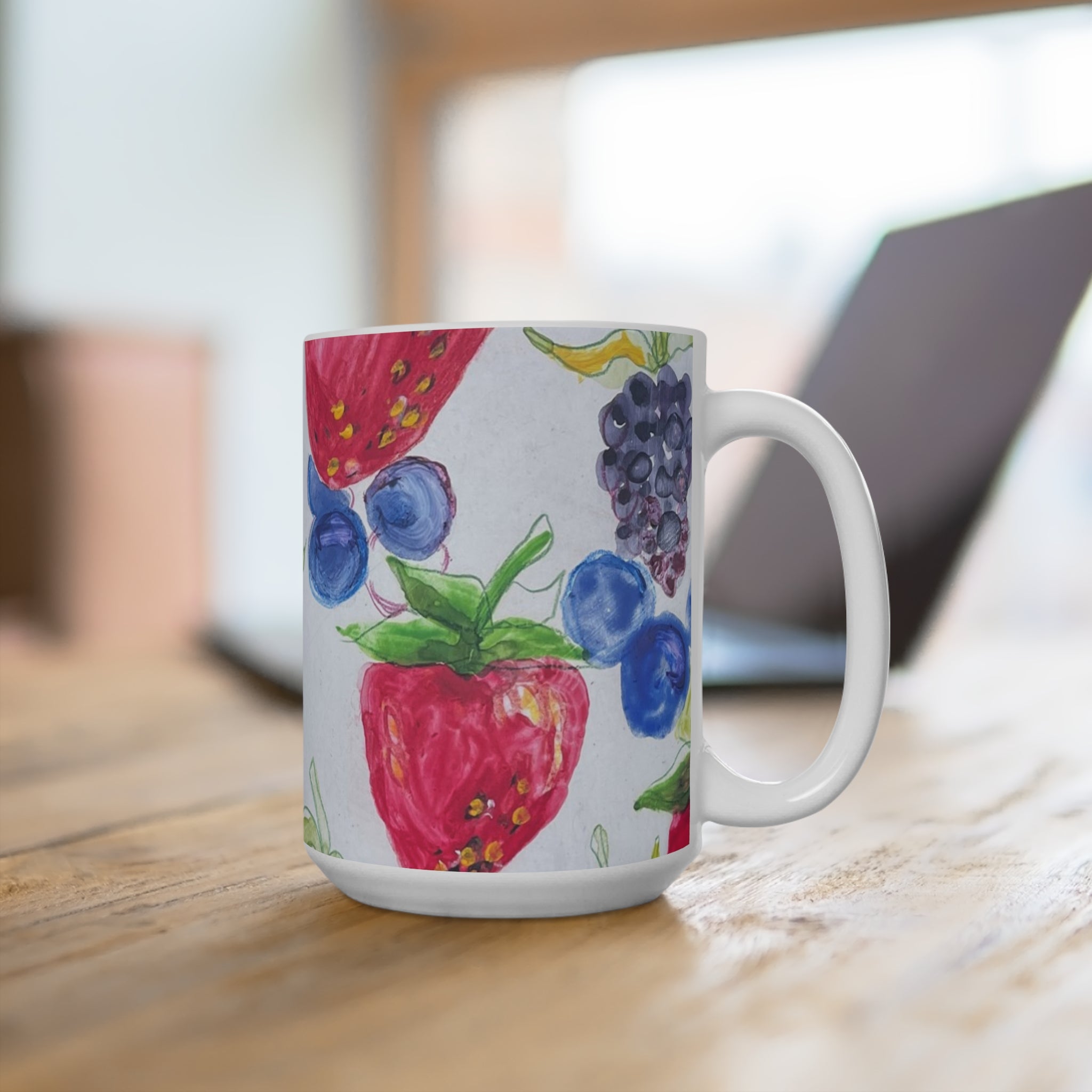Berry Delight 15oz Mug — Blueberries, Strawberries & Blackberries