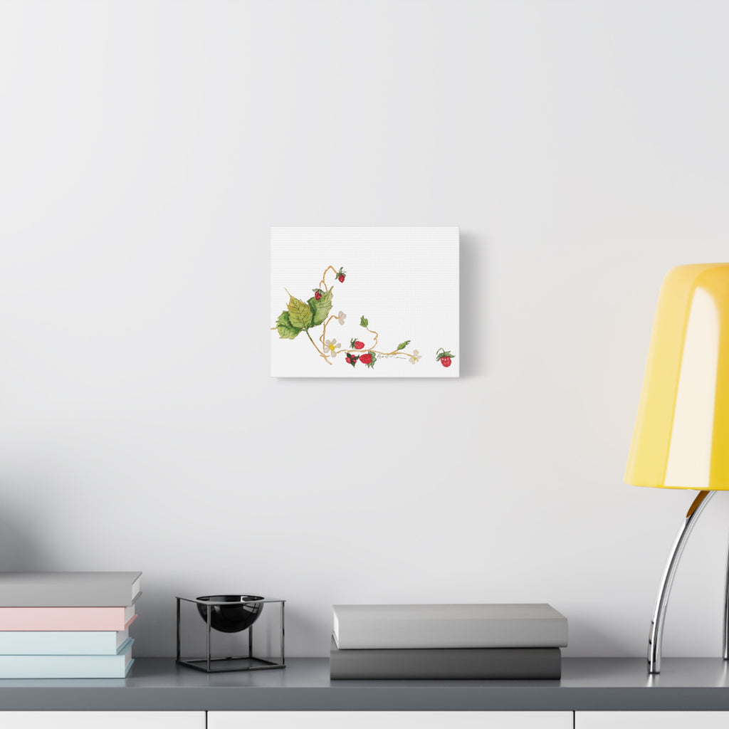 Wild Strawberry Watercolor Canvas Print — Matte Stretched Wall Art