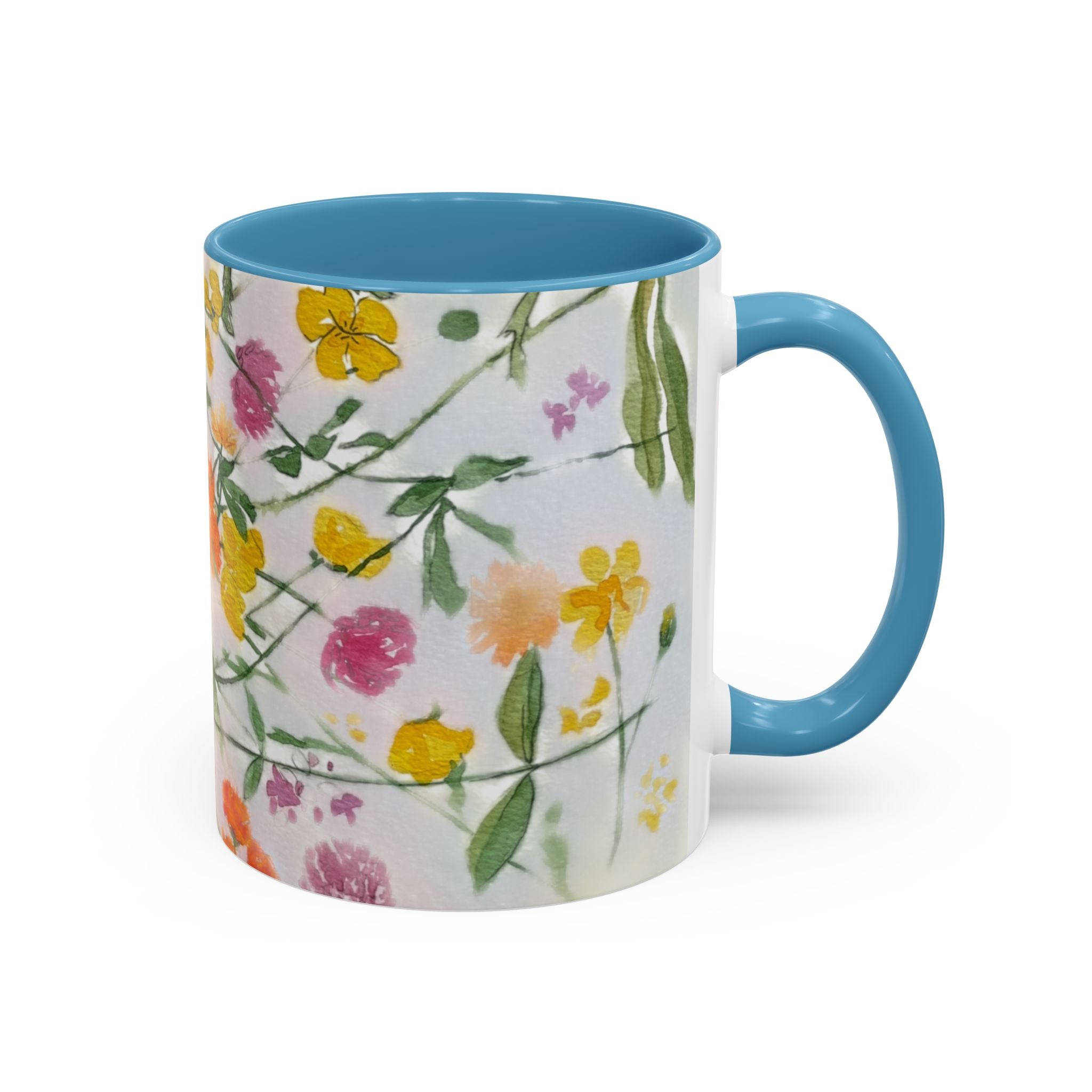 Watercolor Wildflowers Accent Coffee Mug — Loose Floral Design (11/15oz)