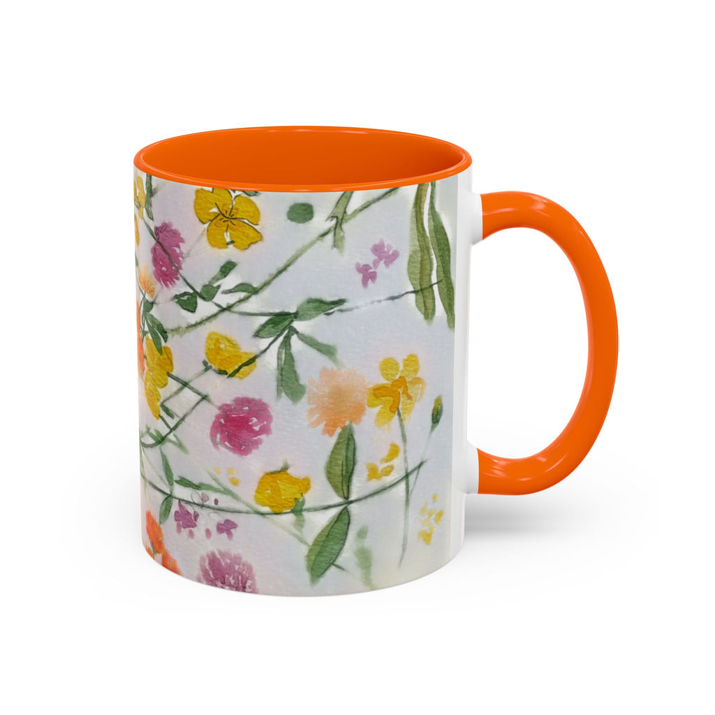 Watercolor Wildflowers Accent Coffee Mug — Loose Floral Design (11/15oz)