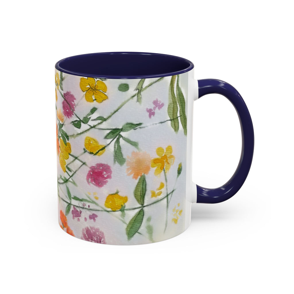 Watercolor Wildflowers Accent Coffee Mug — Loose Floral Design (11/15oz)